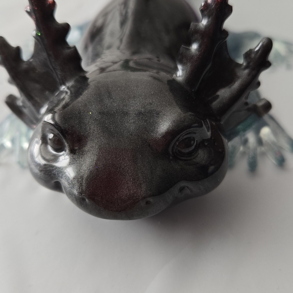 ADHD Artistry Other - Metallic Gray Axolotl Aquarium Ornament - Decorative Fish Tank Accent